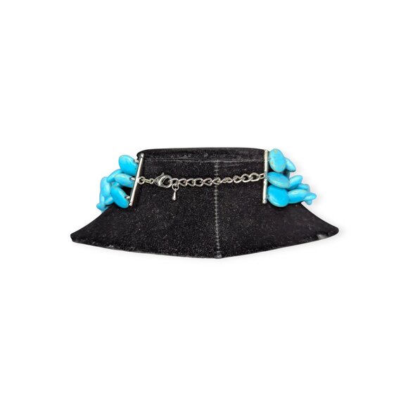 Turquoise Colored Beaded Multi Strand Necklace with Lobster Claw Clasp - Picture 3 of 7